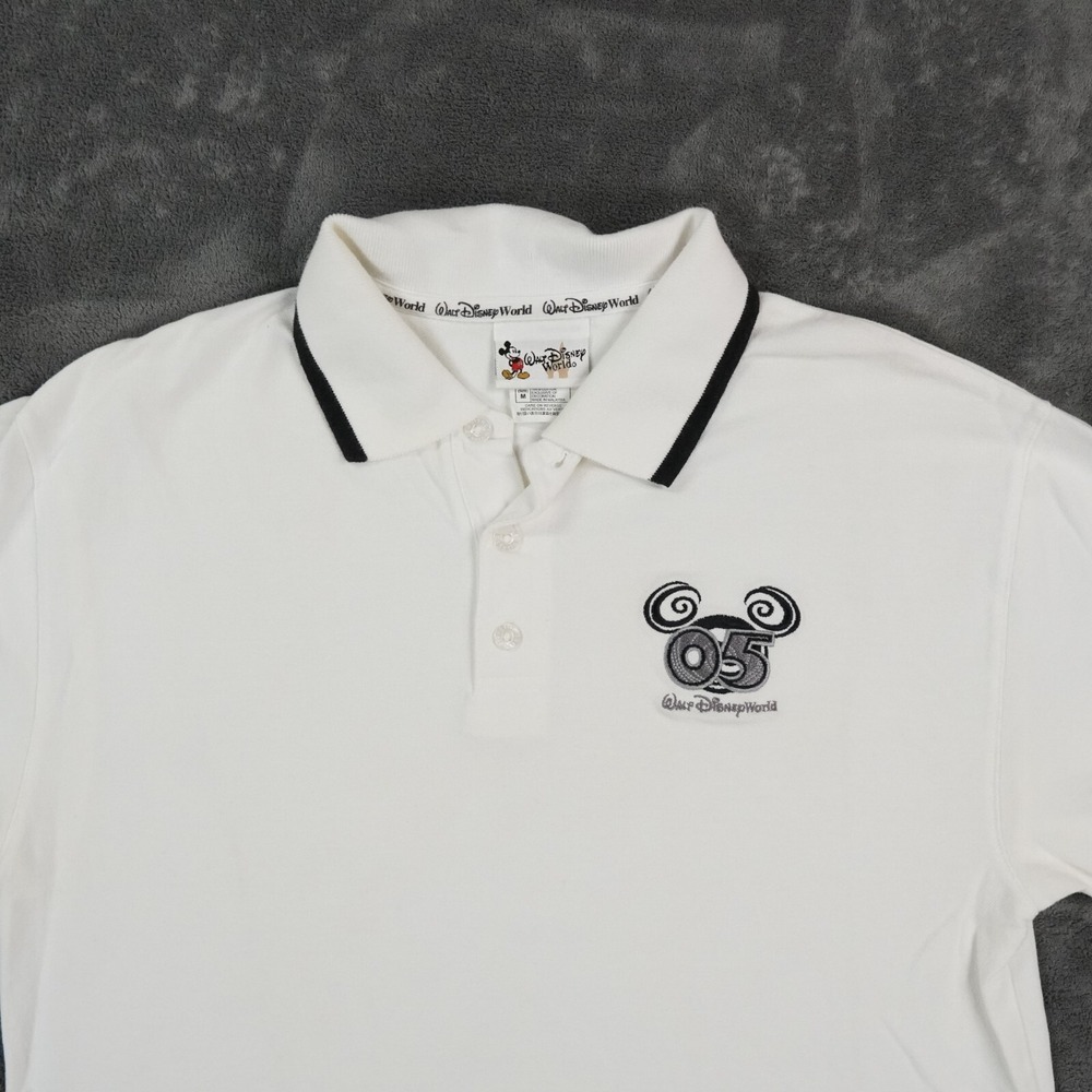 Vintage Walt Disney World Polo Shirt Medium White  Mickey Mouse 05‎ Golf